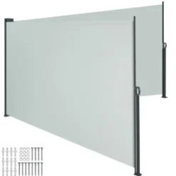 tectake Dubbelzijdige Zonwering - Grijs - 600x180 cm - Oprolmechanisme