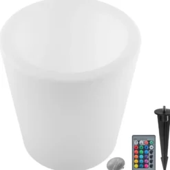tectake Flessenkoeler Luminous Curve Cooler, LED, met afstandsbediening, Wit