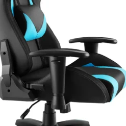 tectake Gaming stoel Tartaros, LED, massagefunctie, Zwart/Azuur
