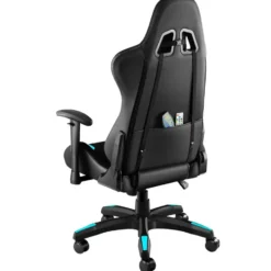tectake Gaming stoel Tartaros, LED, massagefunctie, Zwart/Azuur