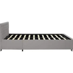 tectake Gestoffeerd bed met LED & opbergruimte, 120 x 200 cm, Donkergrijs