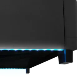 tectake Gestoffeerd bed met LED & opbergruimte, 120 x 200 cm, Fluweellook Zwart