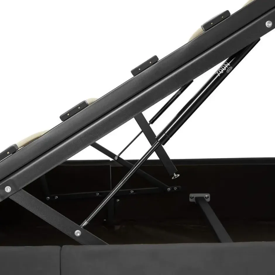 tectake Gestoffeerd bed met LED & opbergruimte, 120 x 200 cm, Fluweellook Zwart