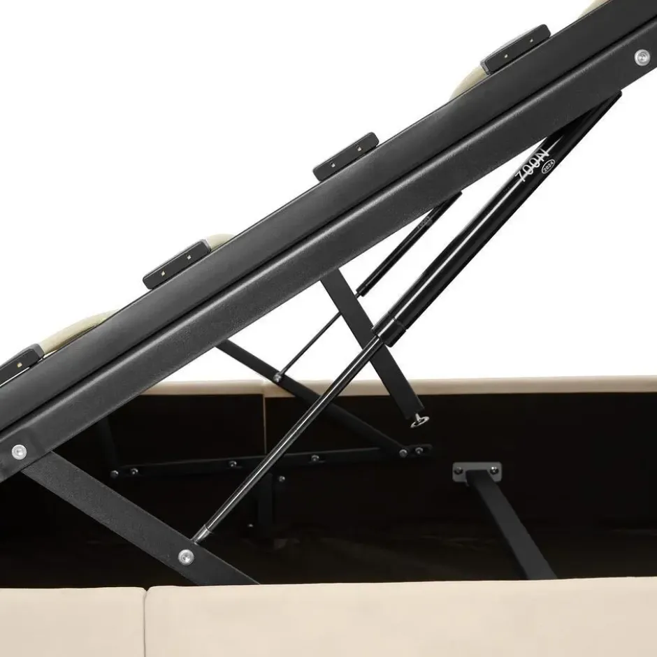 tectake Gestoffeerd bed met LED & opbergruimte, 120 x 200 cm, Fluweellook Zand