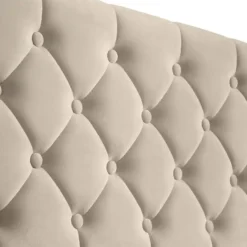 tectake Gestoffeerd bed met LED & opbergruimte, 140 x 200 cm, Fluweellook Zand
