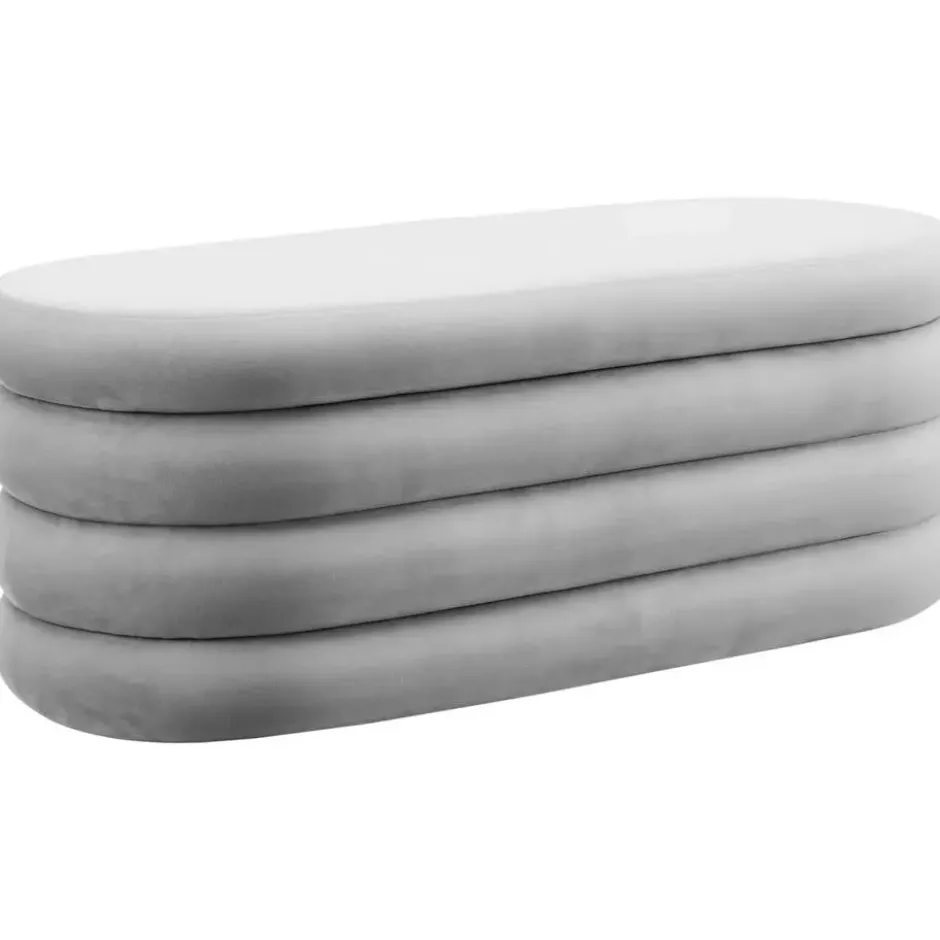 tectake Gestoffeerde Zitbank, Fluweel Grijs, 110 x 45 x 42 cm