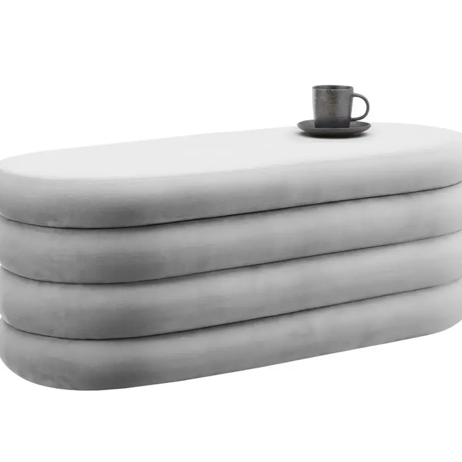 tectake Gestoffeerde Zitbank, Fluweel Grijs, 110 x 45 x 42 cm