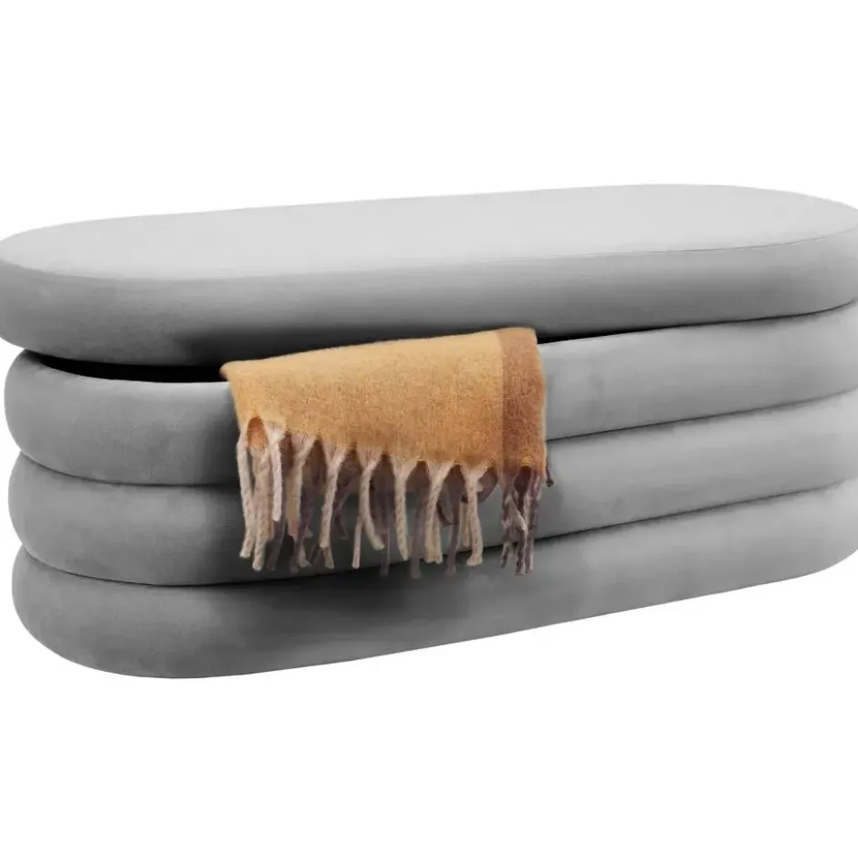 tectake Gestoffeerde Zitbank, Fluweel Grijs, 110 x 45 x 42 cm