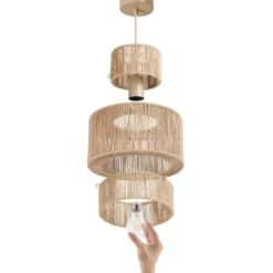 tectake Hanglamp Allegra van jute in boho-stijl, 40W, Natuur