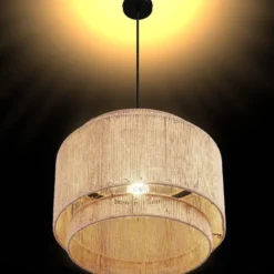 tectake Hanglamp Lignea Lux van jute in boho-stijl, 40W, Natuur