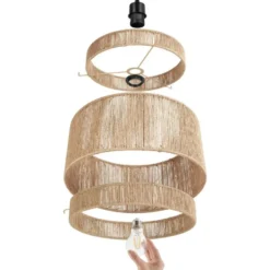 tectake Hanglamp Lignea Lux van jute in boho-stijl, 40W, Natuur