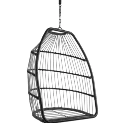 tectake Hangstoel, Comfortabel, Opvouwbaar, Zwart, Met Kussen En Stalen Frame