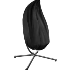 tectake Hangstoel, Comfortabel, Opvouwbaar, Zwart, Met Kussen En Stalen Frame
