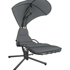 tectake - Hangstoel - Met Stalen Frame - Met Kussenhoes - Met Zijvak - Grijs