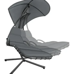 tectake - Hangstoel - Met Stalen Frame - Met Kussenhoes - Met Zijvak - Grijs
