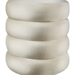 tectake Hocker Altu, gestoffeerd, opbergruimte, Fluweellook Crèmewit
