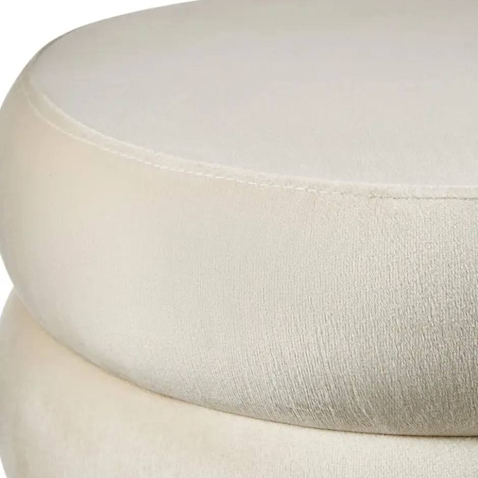 tectake Hocker Altu, gestoffeerd, opbergruimte, Fluweellook Crèmewit