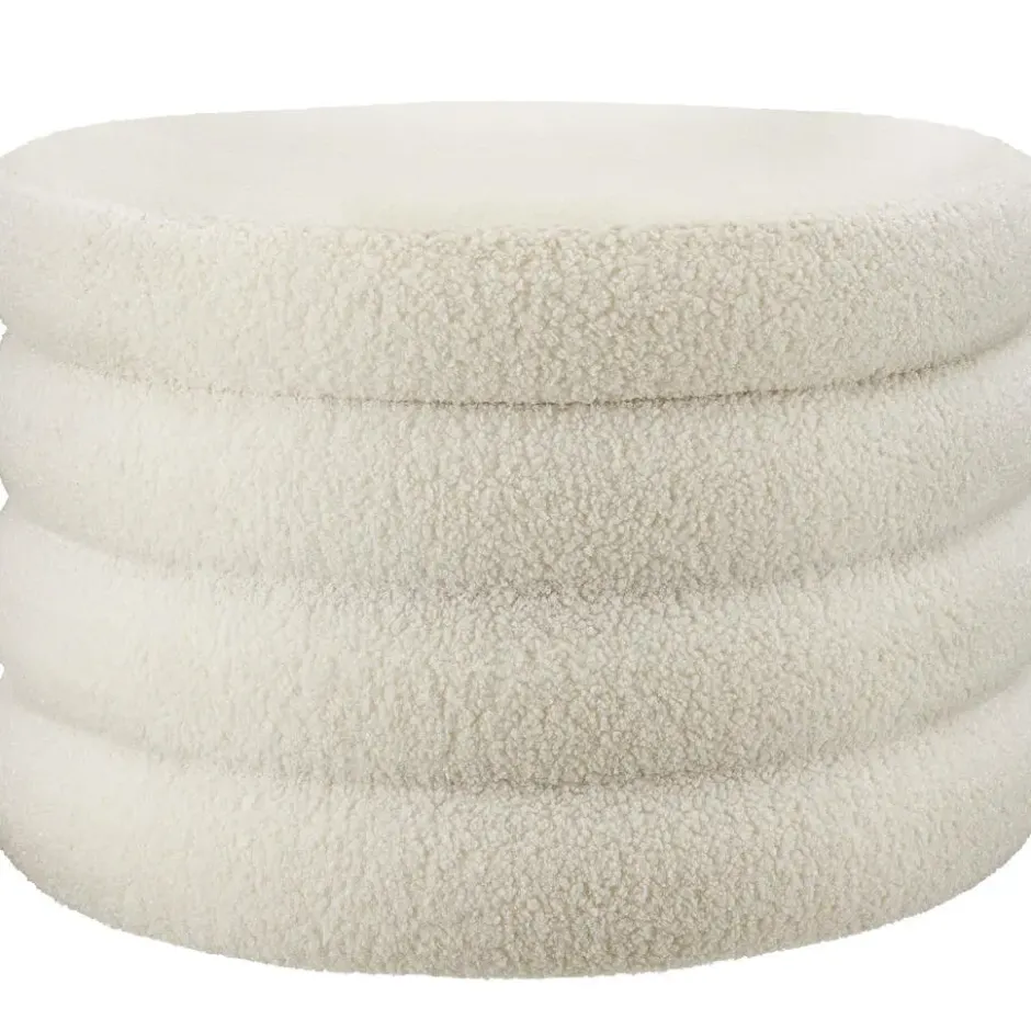 tectake Hocker Altu XL, gestoffeerd, opbergruimte, Bouclé Crèmewit