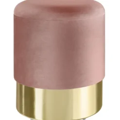 tectake Hocker Sarina gestoffeerd in fluweellook 300kg met opbergruimte, Roze