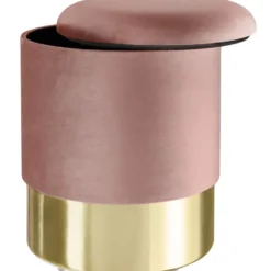 tectake Hocker Sarina gestoffeerd in fluweellook 300kg met opbergruimte, Roze