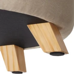 tectake Hocker Suna in linnenlook 150kg met opbergruimte, Zandkleur