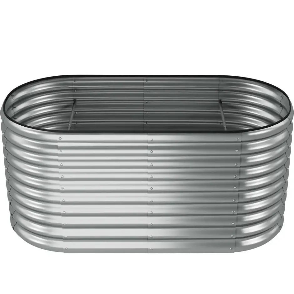 tectake Hoge Plantenbak, Verzinkt Frame, Rugvriendelijk, Zilver, 160x80x80 cm