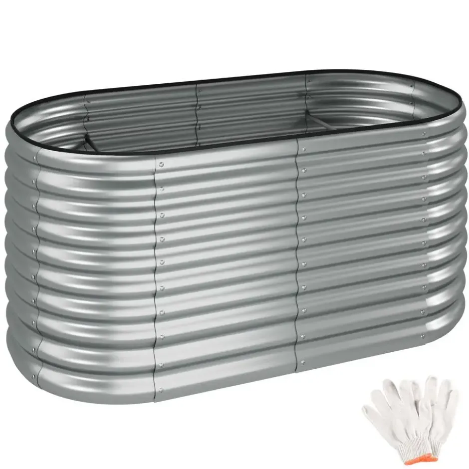 tectake Hoge Plantenbak, Verzinkt Frame, Rugvriendelijk, Zilver, 160x80x80 cm
