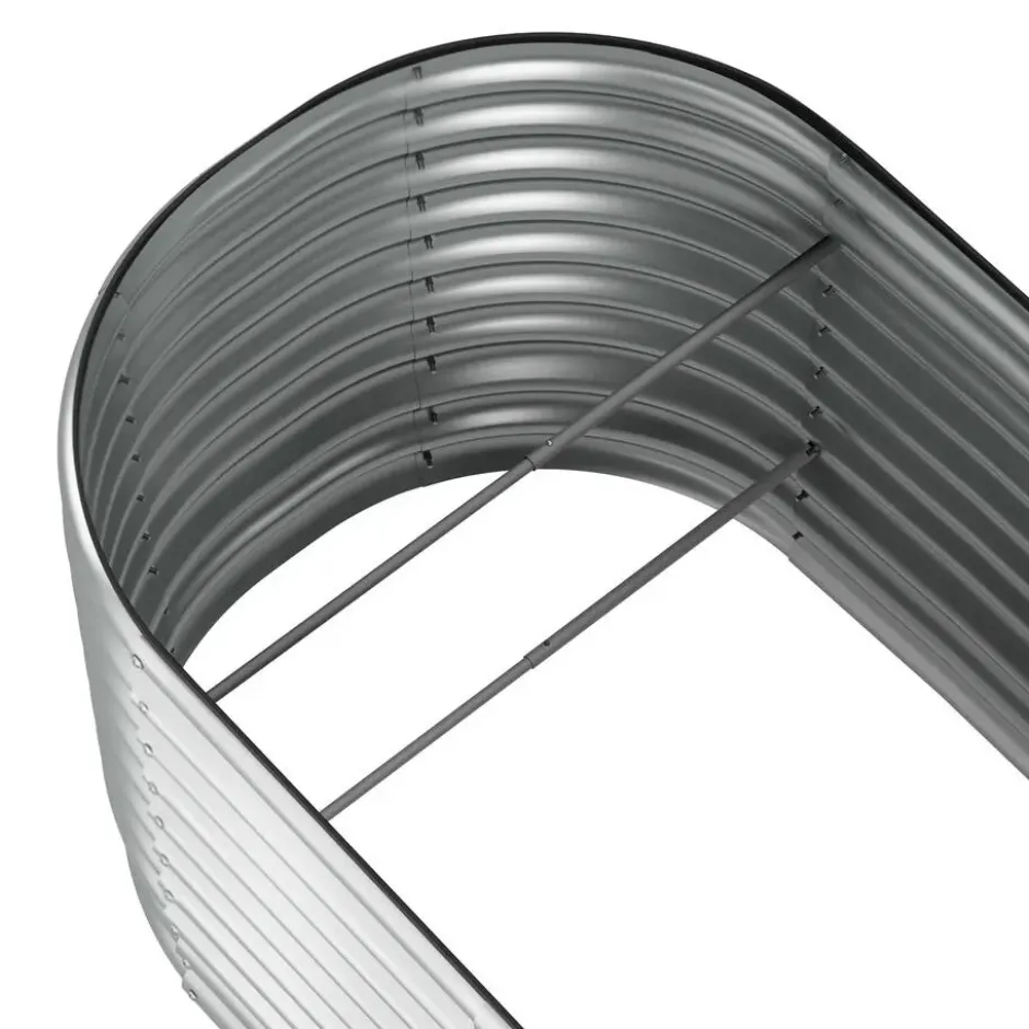 tectake Hoge Plantenbak, Verzinkt Frame, Rugvriendelijk, Zilver, 160x80x80 cm