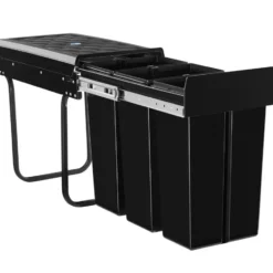 tectake Inbouw prullenbak Ashlyn, 3-voudige scheiding, 30L, telescooprails
