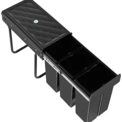 tectake Inbouw prullenbak Ashlyn, 3-voudige scheiding, 30L, telescooprails