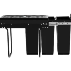 tectake Inbouw prullenbak Ashlyn, 3-voudige scheiding, 30L, telescooprails