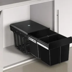 tectake Inbouw prullenbak Ashlyn, 2-voudige scheiding, 30L, telescooprails