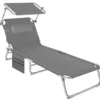 tectake - Inklapbaar Zonnebed Kussen Rugleuning 4 standen - Polyester Grijs