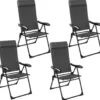 tectake Inklapbare campingstoel met hoofdkussen - Set van 4 - Antraciet