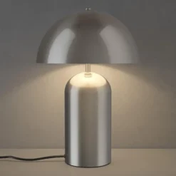 tectake Kleine retro-tafellamp Altea, paddenstoeldesign, 40W, Mat Nikkel