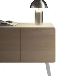 tectake Kleine retro-tafellamp Altea, paddenstoeldesign, 40W, Mat Nikkel
