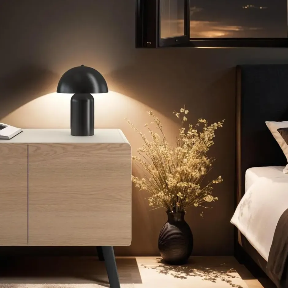 tectake Kleine retro-tafellamp Kade, dimbaar, Zwart
