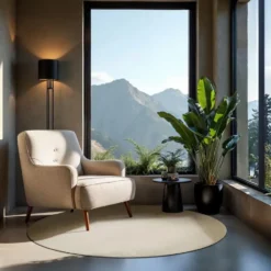 tectake® Kortpolig vloerkleed Soft Zone Ø 120 cm - Beige