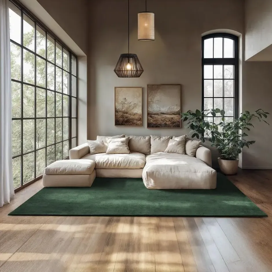 tectake® Kortpolig vloerkleed Soft Zone 200 x 290 cm - Groen
