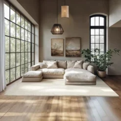 tectake® Kortpolig vloerkleed Soft Zone 200 x 290 cm - Crème
