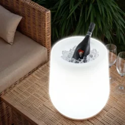 tectake LED-bloempot Luminous Courve Pot met afstandsbediening, Wit