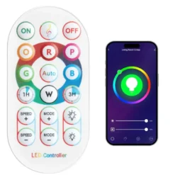 tectake LED-vloerlamp Spectra, 16 miljoen kleuren, 200+ lichtmodi, Zwart / Wit