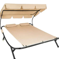 tectake Ligbed voor 2 personen, Zwart/Beige
