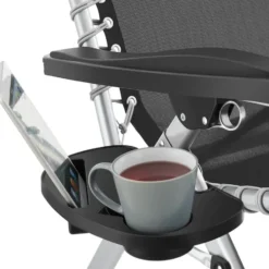 tectake Ligstoel Cloud II met zonnekap, opvouwbaar, Lichtgrijs