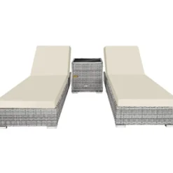 tectake Ligstoelen Aluminium Rotan Lichtgrijs - Verstelbare Rugleuning
