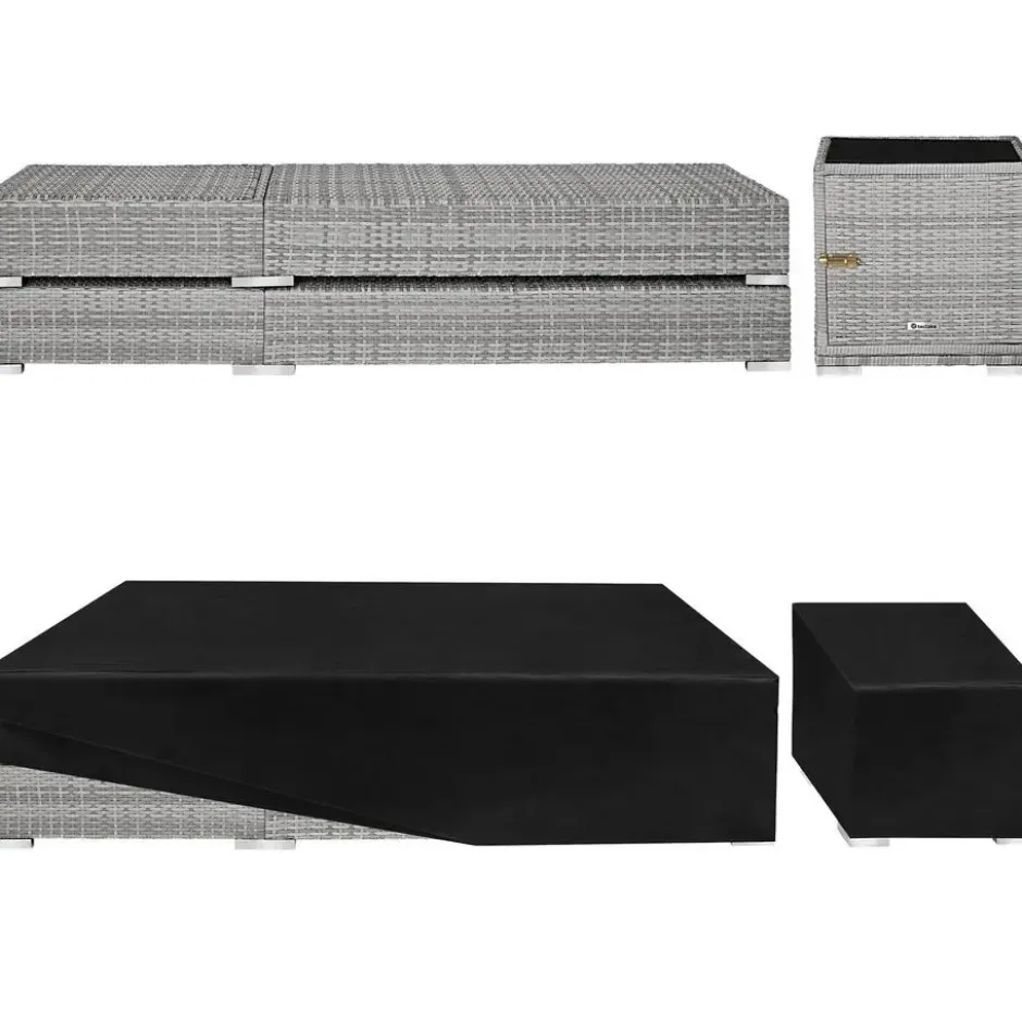 tectake Ligstoelen Aluminium Rotan Lichtgrijs - Verstelbare Rugleuning