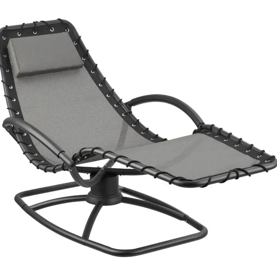 tectake Ligstoel Toulon, ergonomisch, schommelfunctie, Grijs
