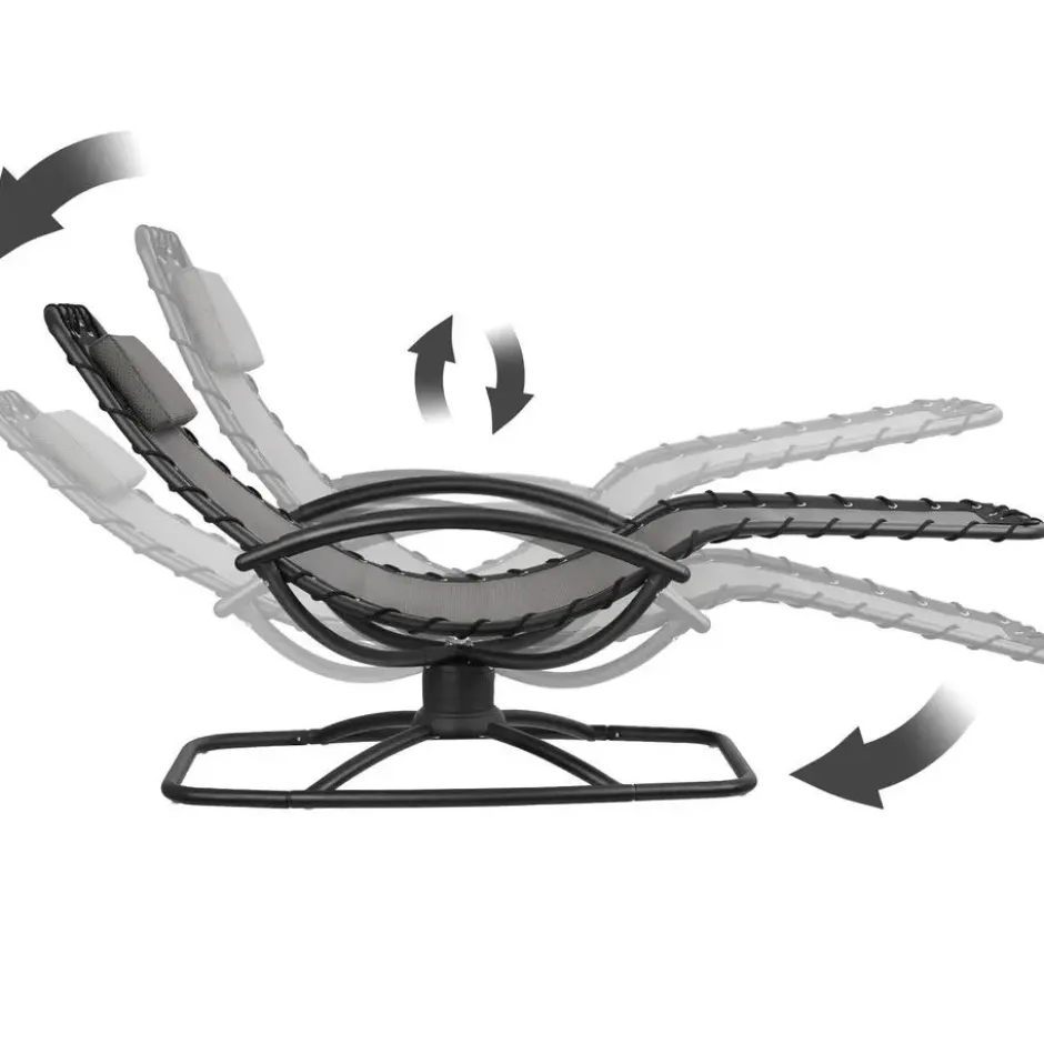 tectake Ligstoel Toulon, ergonomisch, schommelfunctie, Grijs