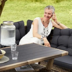 tectake - loungeset Catania - wicker - zwart