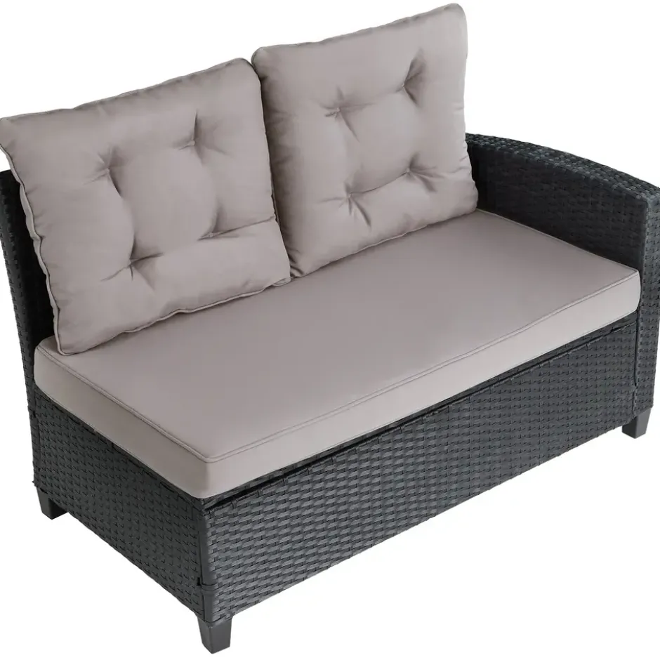 tectake - loungeset Catania - wicker - zwart